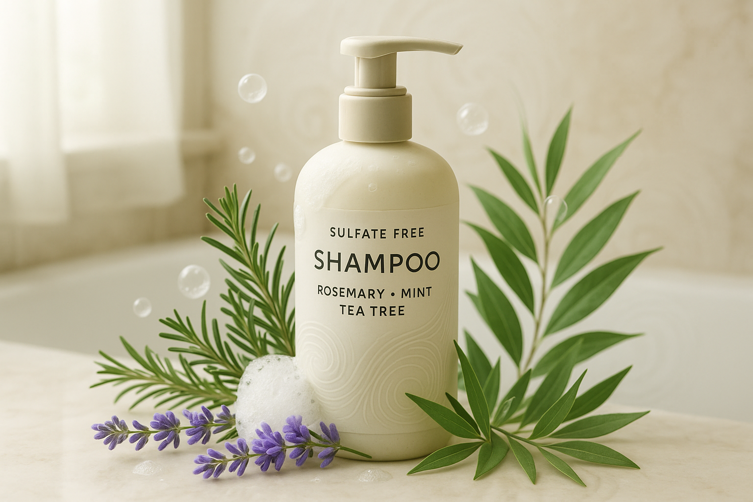 A Sensitive Sulfate Free Shampoo product that offers:
Excellent lather and fresh scent
Gentle cleanse and moisturizing
No Sulfates or Parabens
Blend of Rosemary, Lavender, and Tea Tree Oils that help to improve circulation, promote growth and fight fungi.